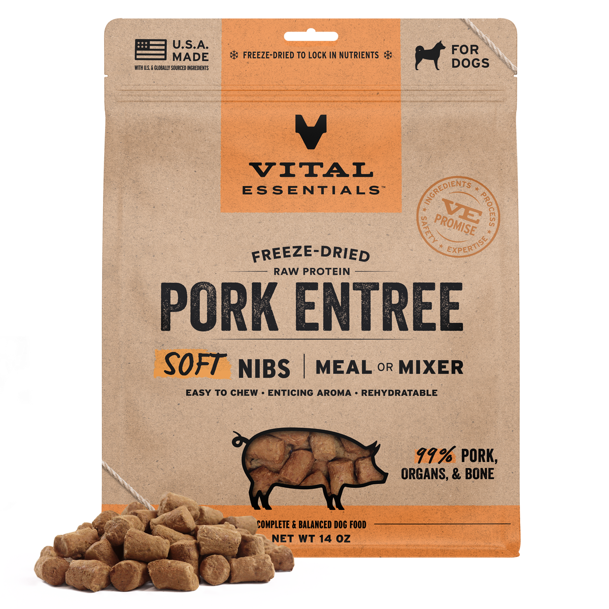 Freeze-Dried Pork Entree & Mixer Dog Food Soft Nibs