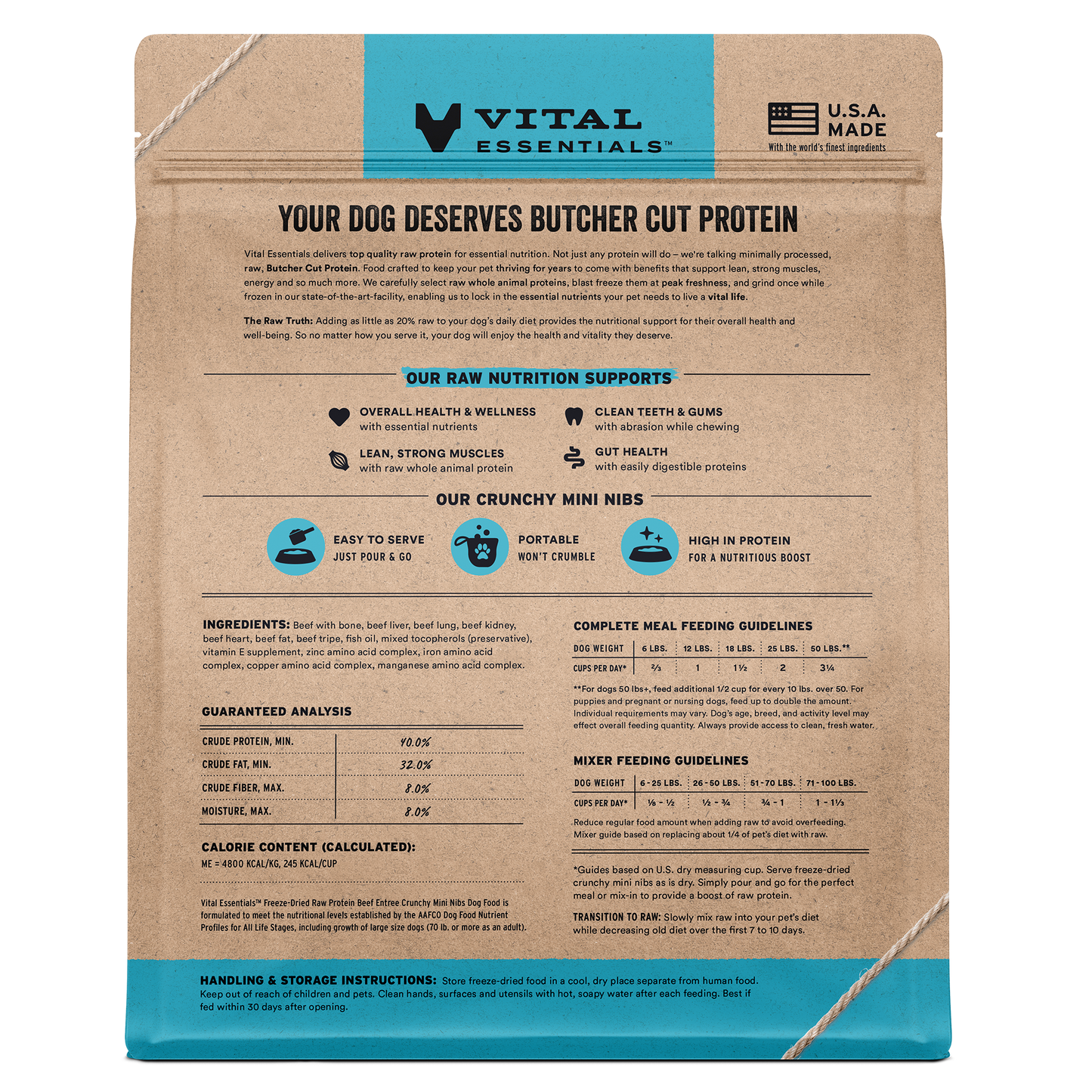 Freeze-Dried Beef Entree Dog Food Crunchy Mini Nibs