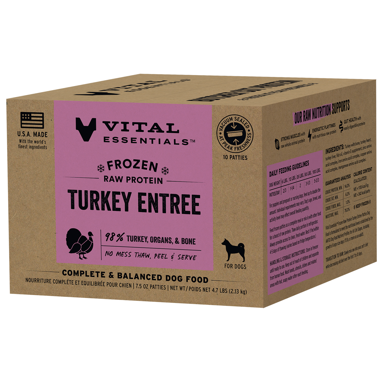 Frozen Turkey Entree Dog Food Patties