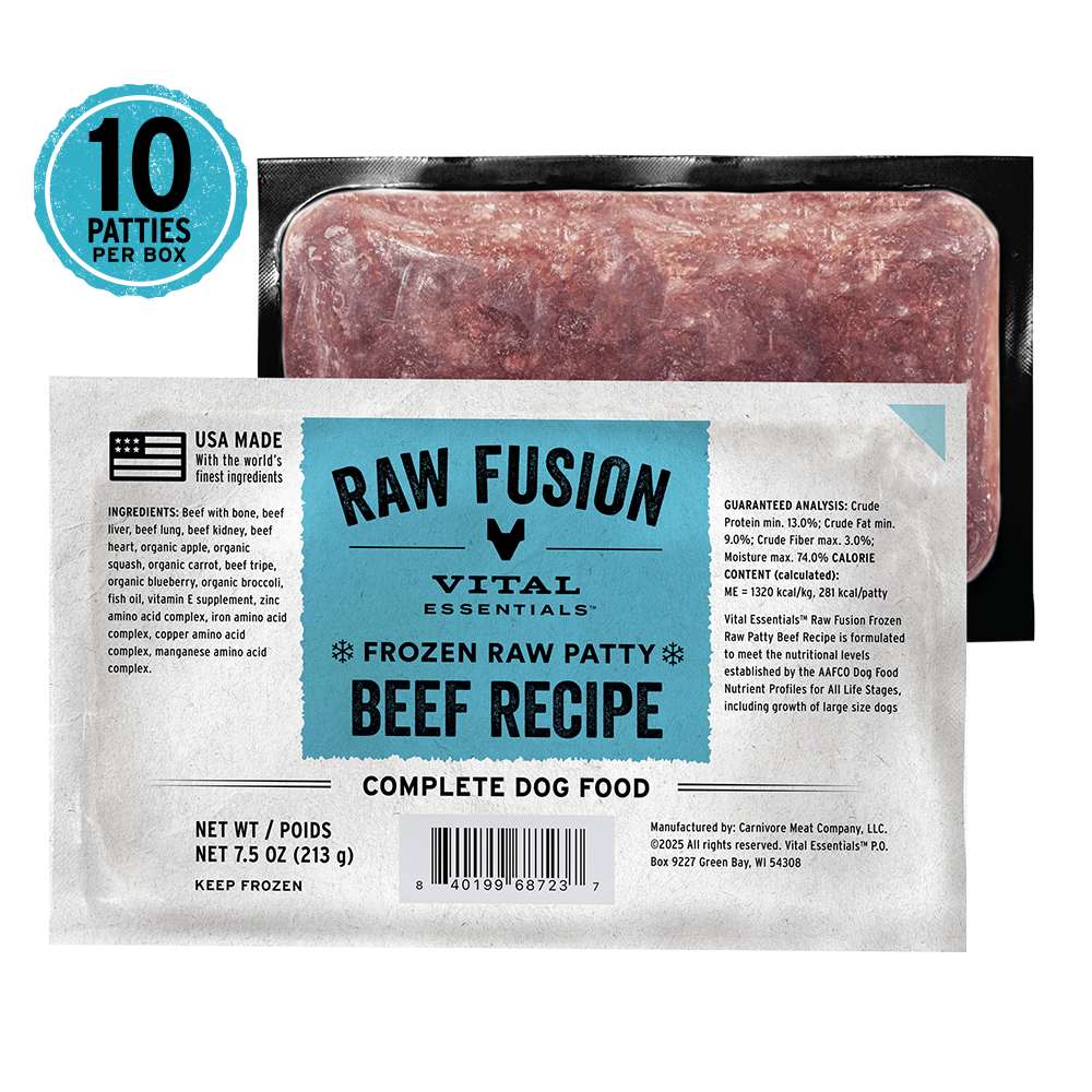 RAW FUSION Frozen Raw Beef Recipe Dog Food Patties