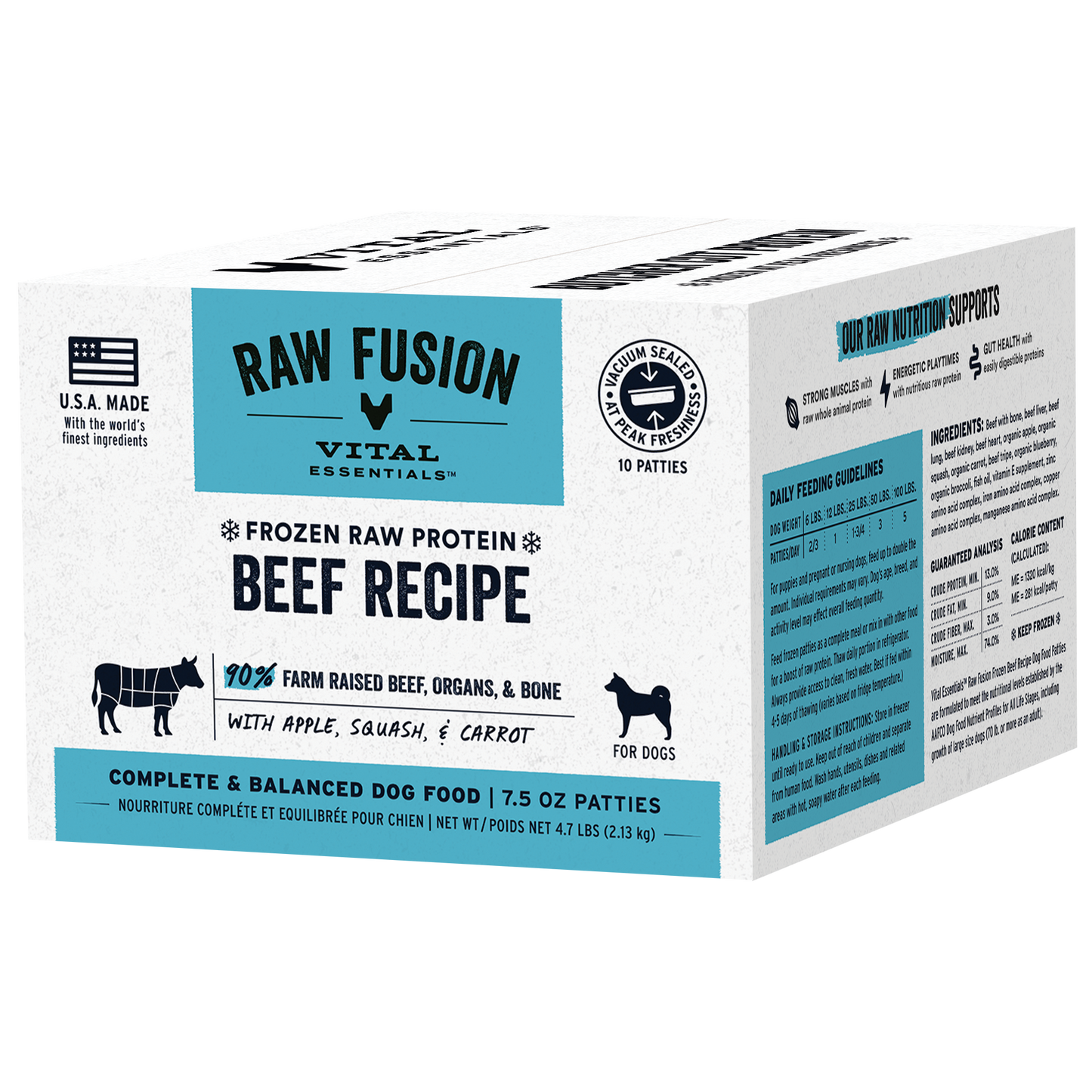 RAW FUSION Frozen Raw Beef Recipe Dog Food Patties