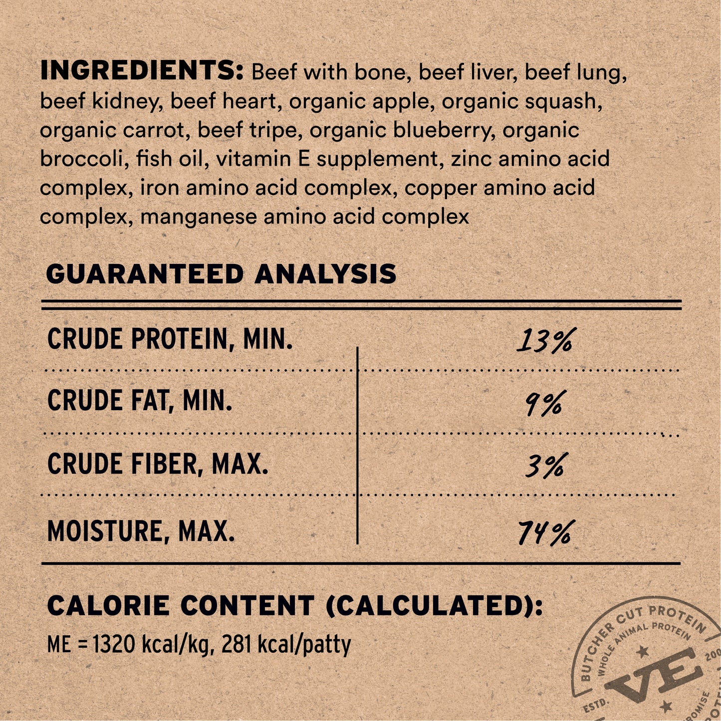 RAW FUSION Frozen Raw Beef Recipe Dog Food Patties