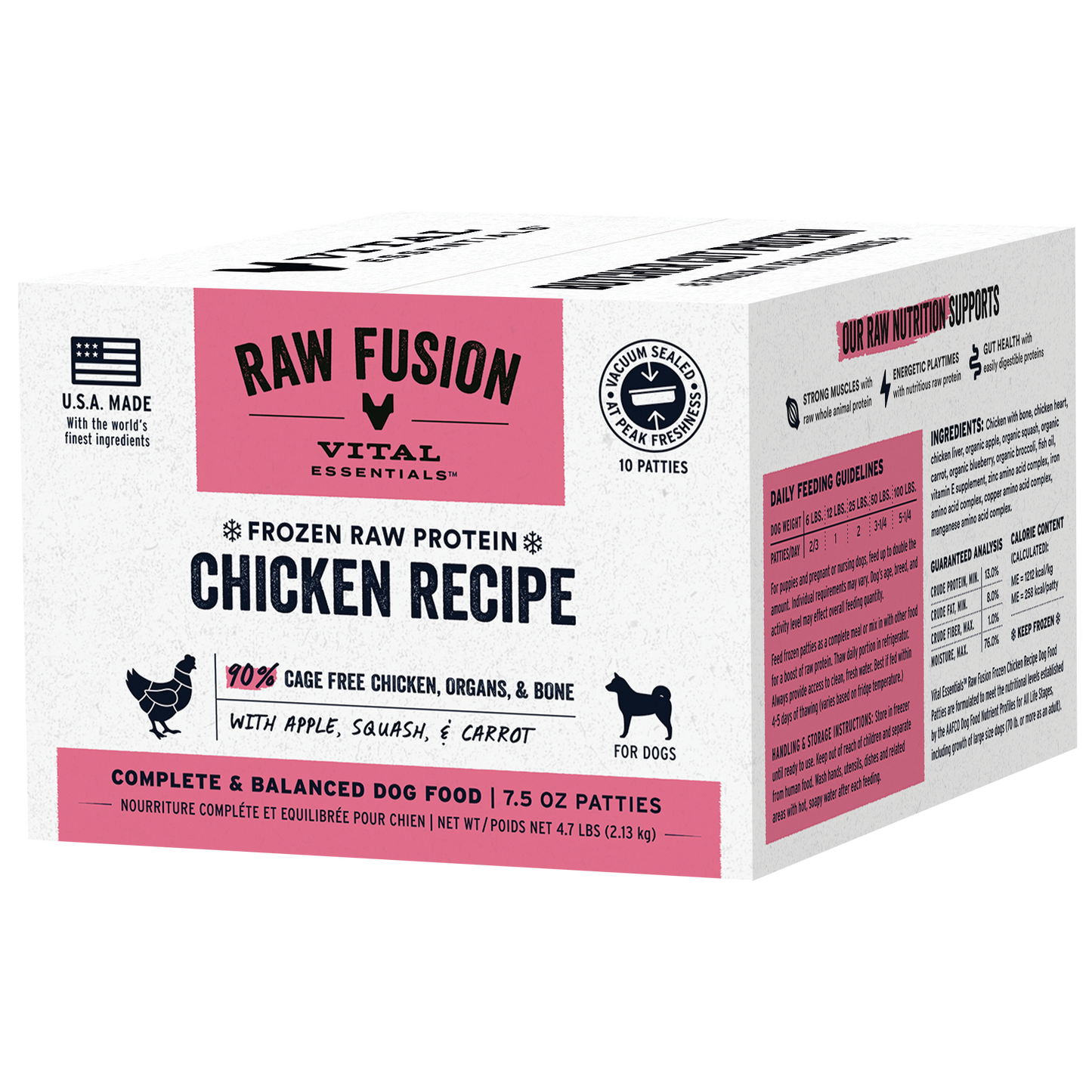 RAW FUSION Frozen Raw Chicken Recipe Dog Food Patties