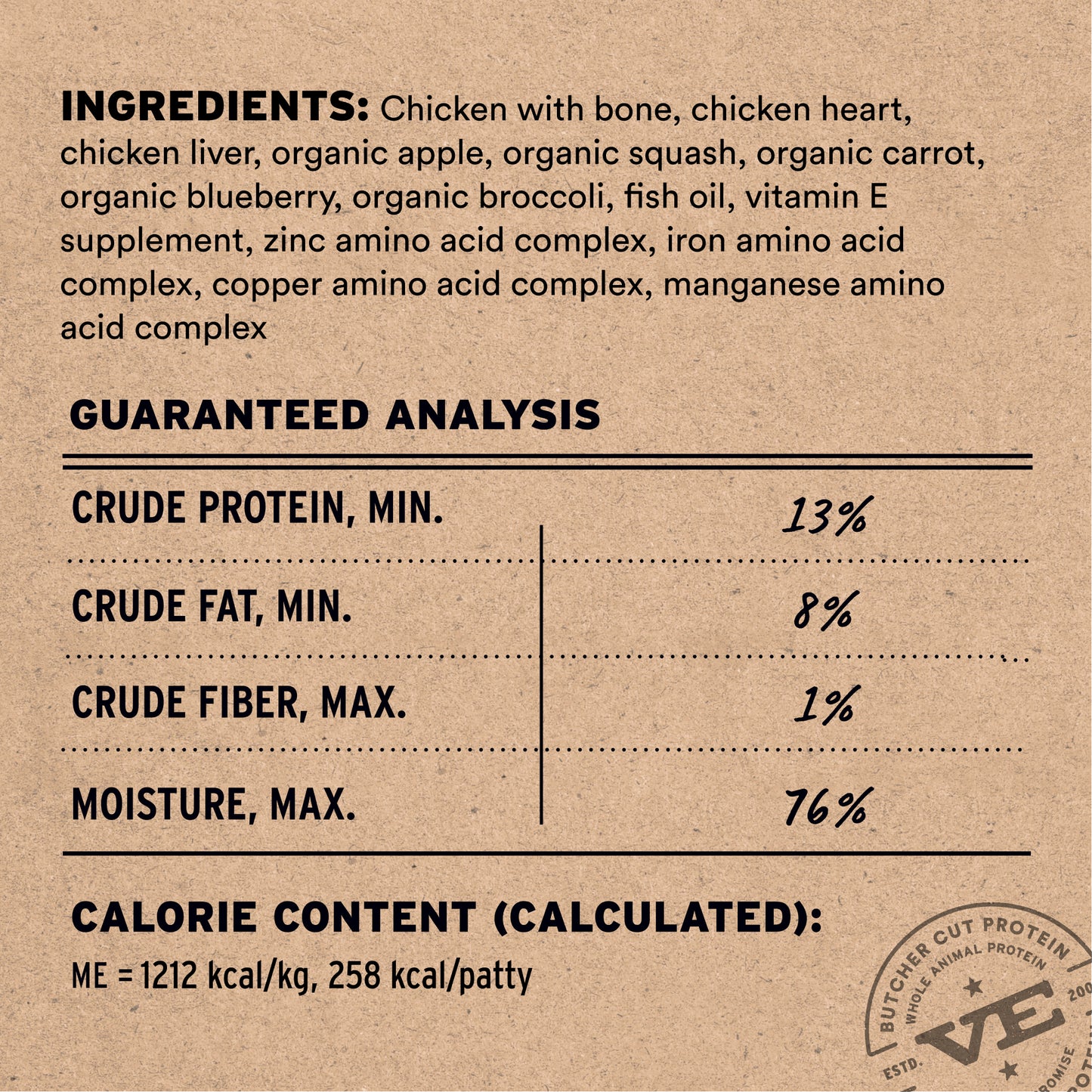RAW FUSION Frozen Raw Chicken Recipe Dog Food Patties