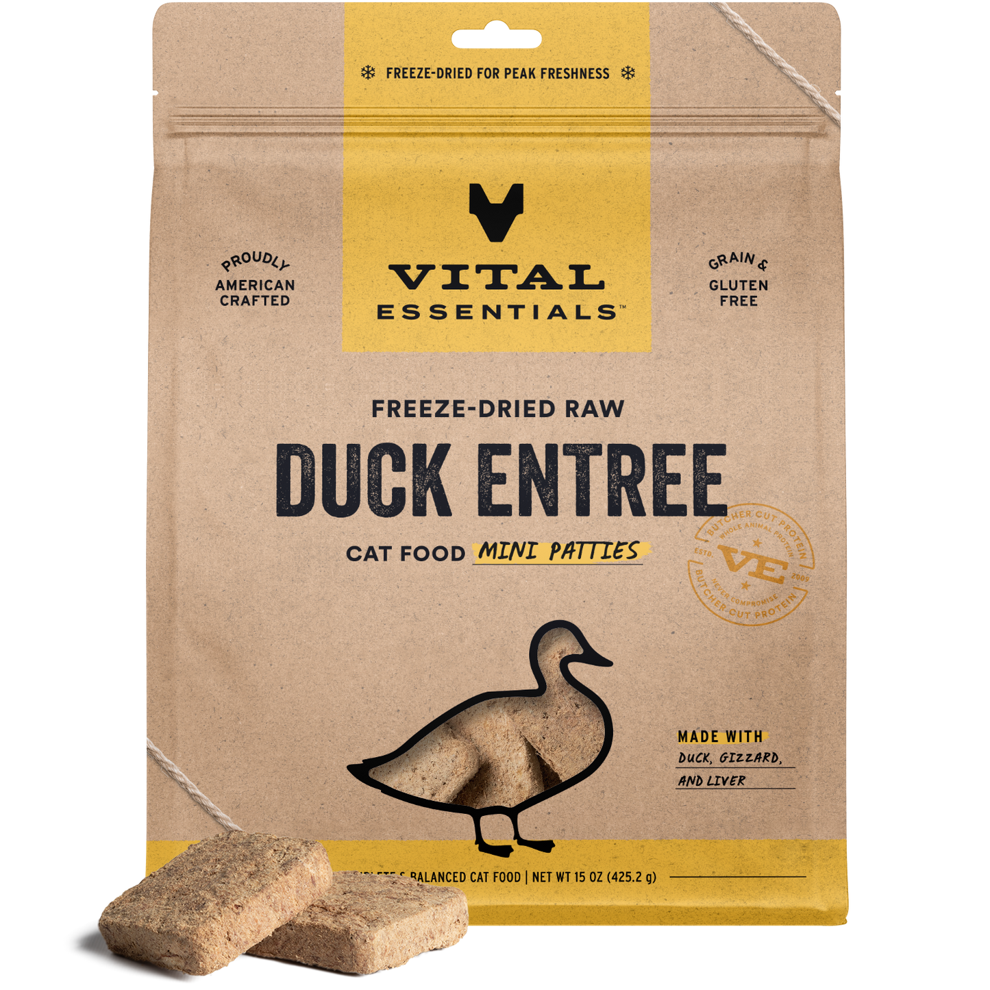Freeze-Dried Duck Entree Cat Food Mini Patties
