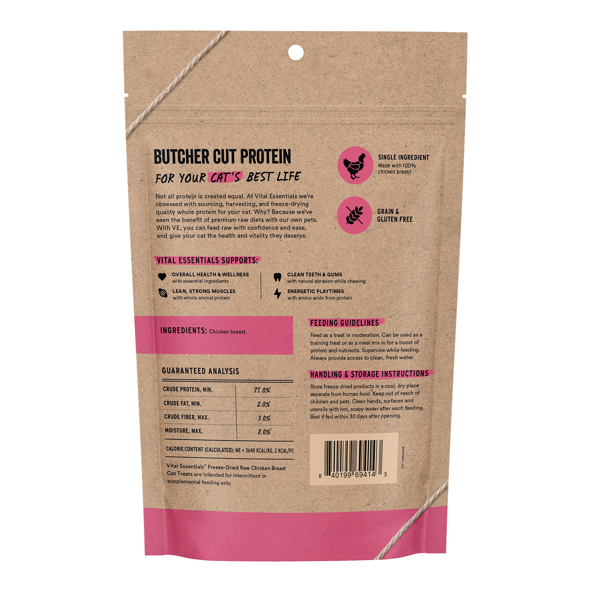 Chicken Breast Cat Treats Back of Bag