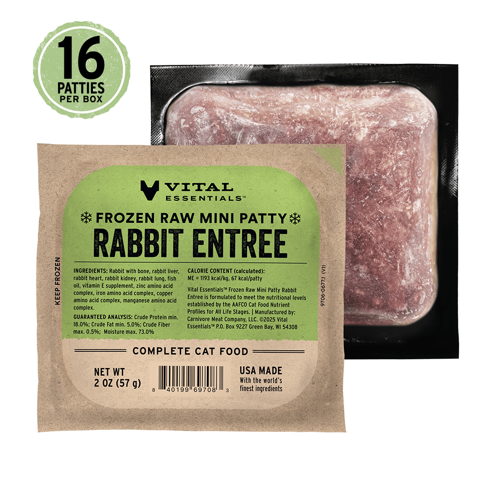 Frozen Rabbit Mini Patties Cat Food