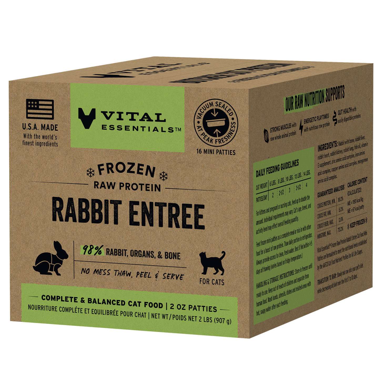 Frozen Rabbit Mini Patties Cat Food