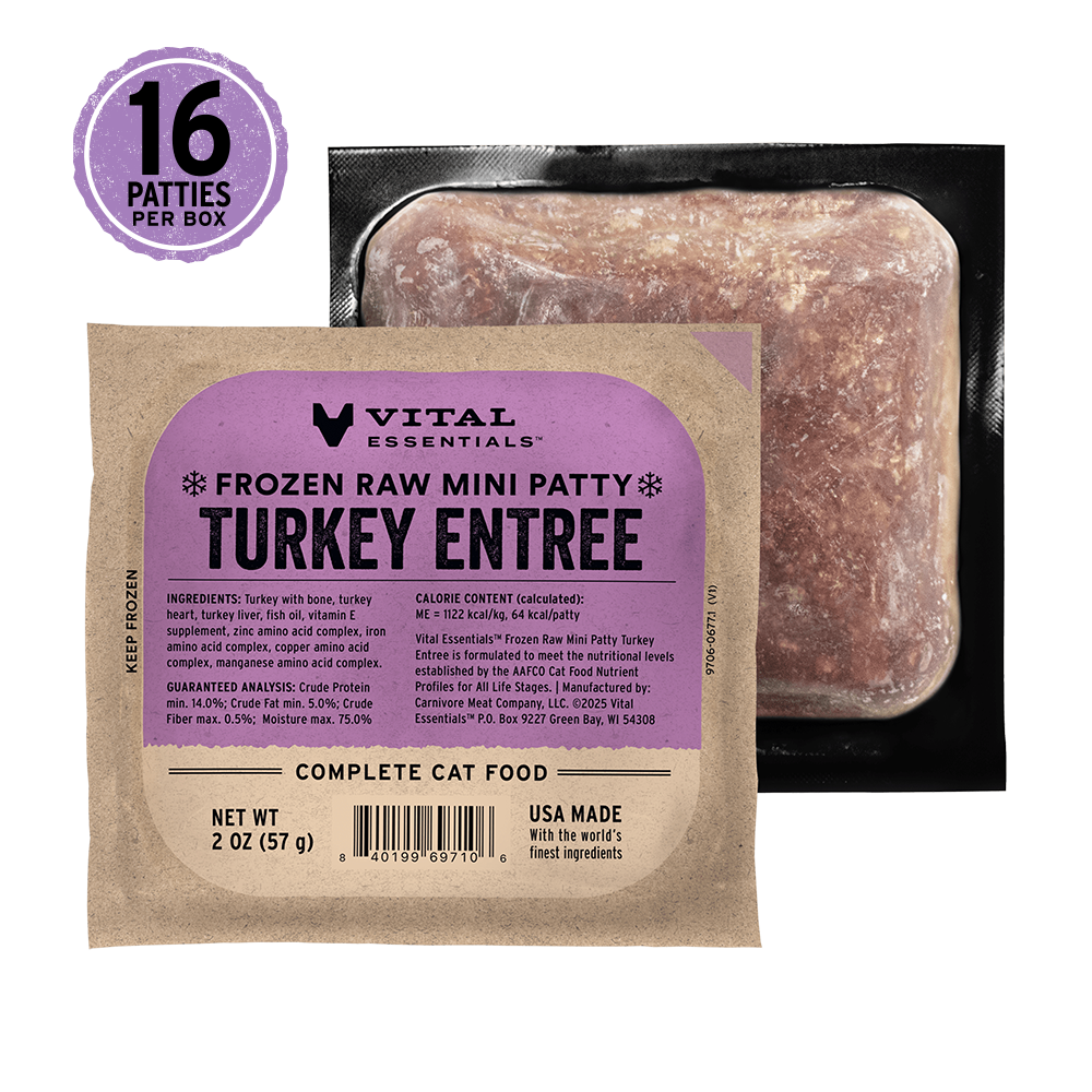 Frozen Turkey Mini Patties Cat Food