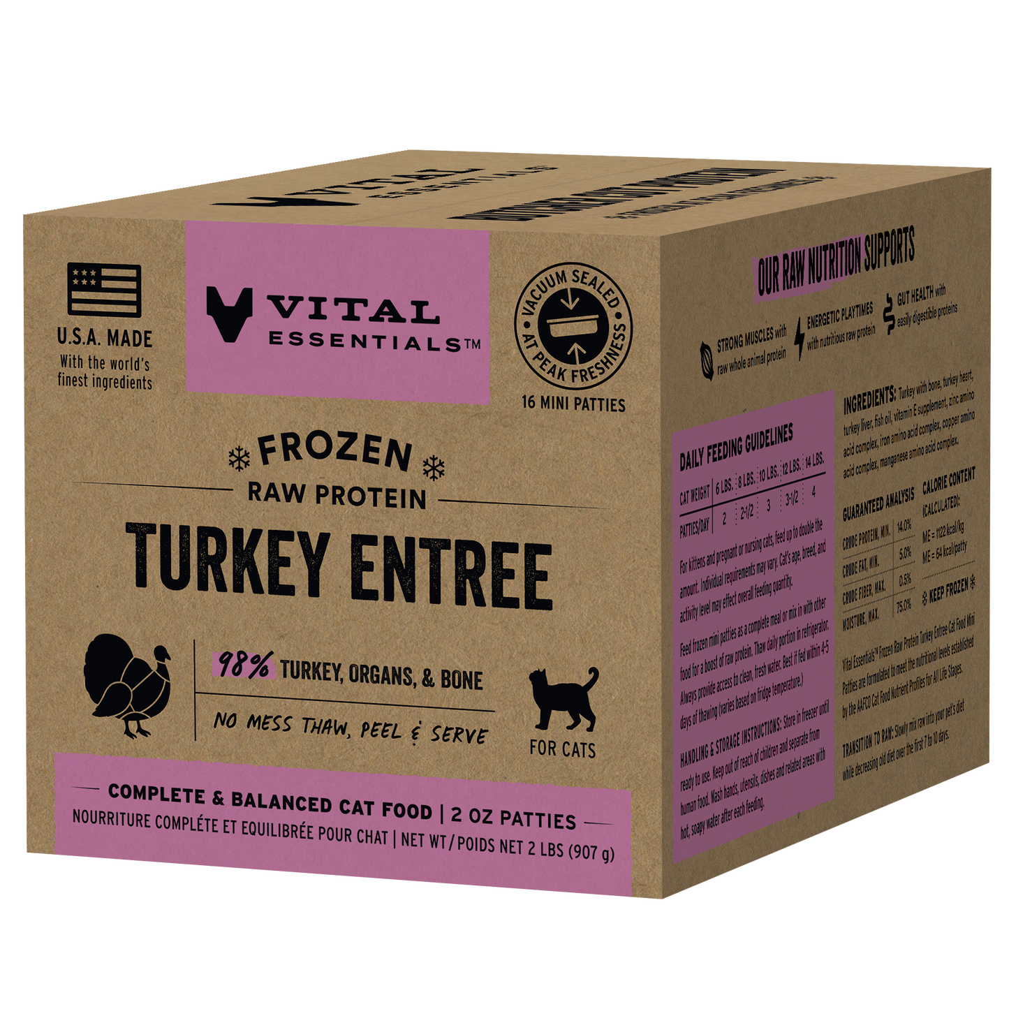 Frozen Turkey Mini Patties Cat Food