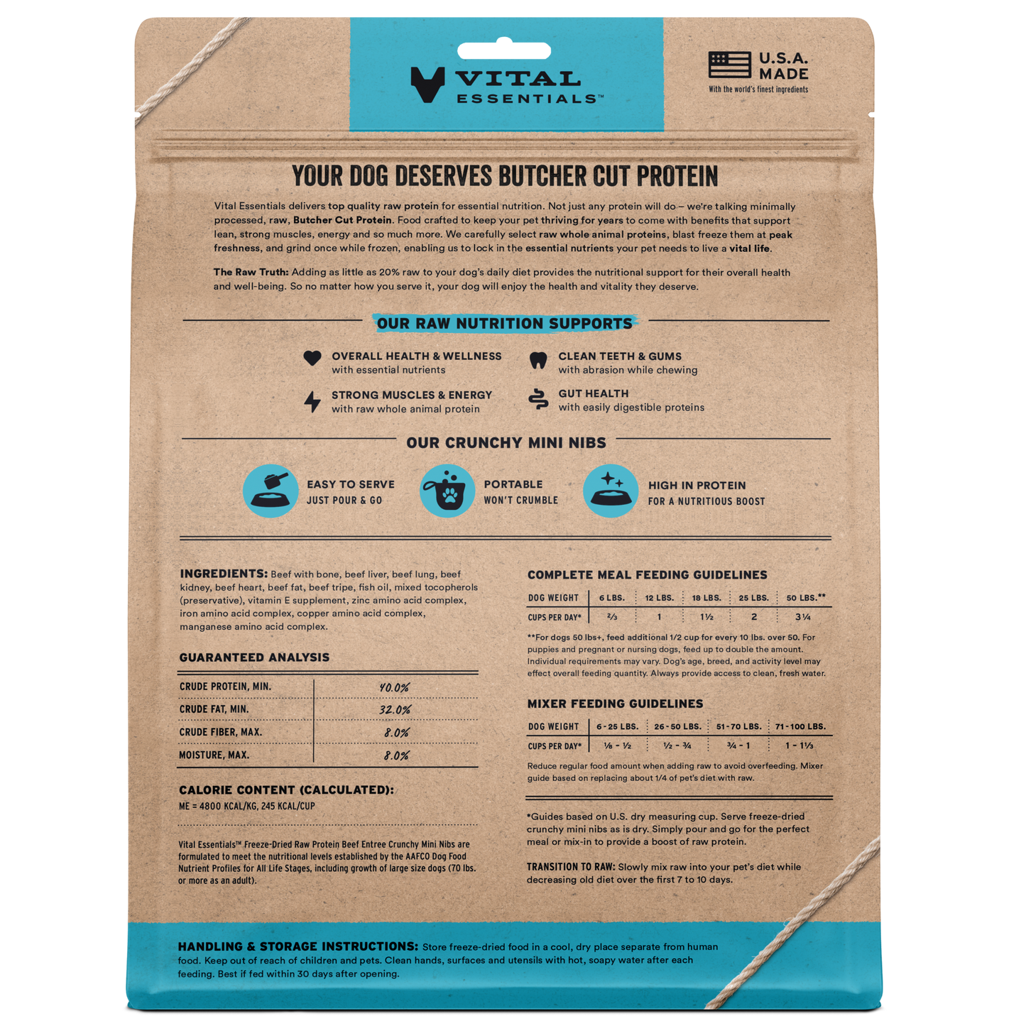 package back vital essentials®_freeze-dried raw_beef_entree_mini nibs_dog food