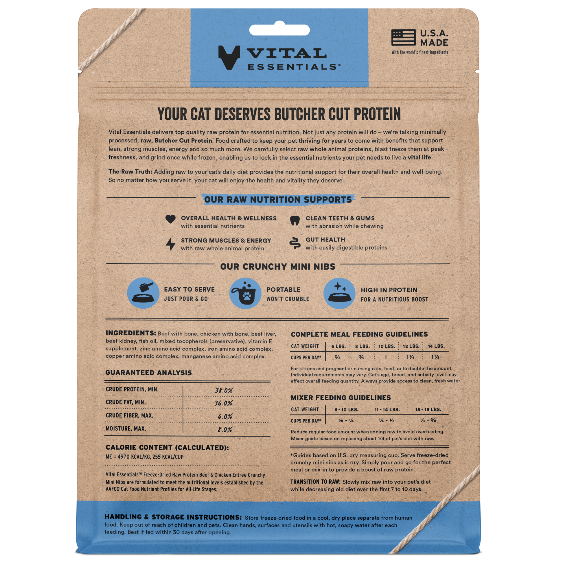package back vital essentials®_freeze-dried raw_beef & chicken_entree_crunchy nibs_cat food