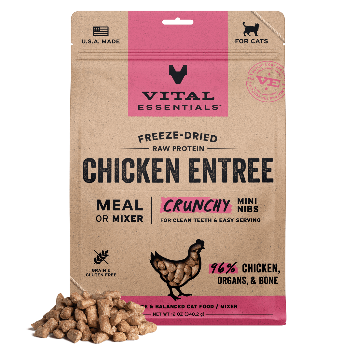 Freeze-Dried Chicken Entree Cat Food Crunchy Nibs