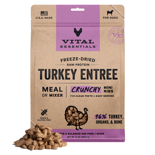 Freeze-Dried Turkey Entree Dog Food Crunchy Mini Nibs