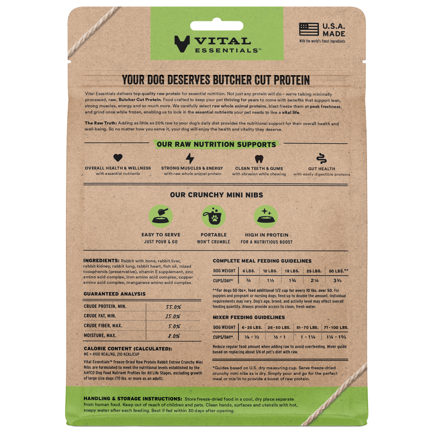 package back vital essentials®_freeze-dried raw_rabbit_entree_mini nibs_dog food
