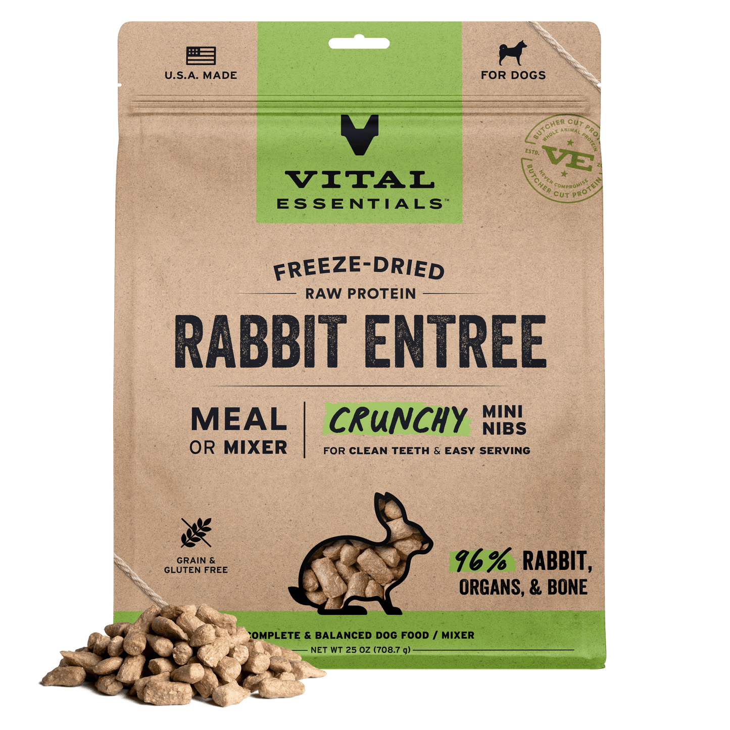 Freeze-Dried Rabbit Meal or Mixer Dog Food Crunchy Mini Nibs