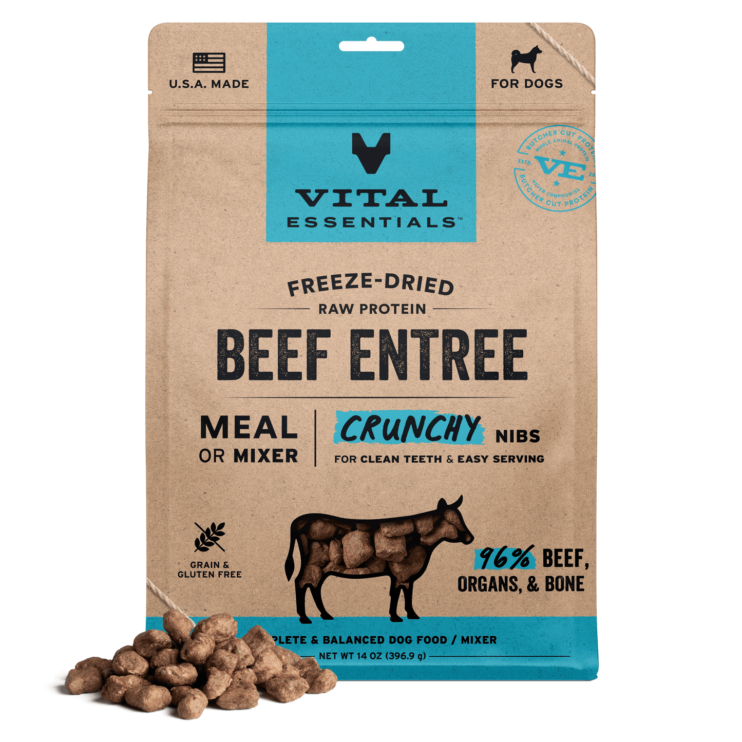 Freeze-Dried Beef Entree Dog Food Nibs