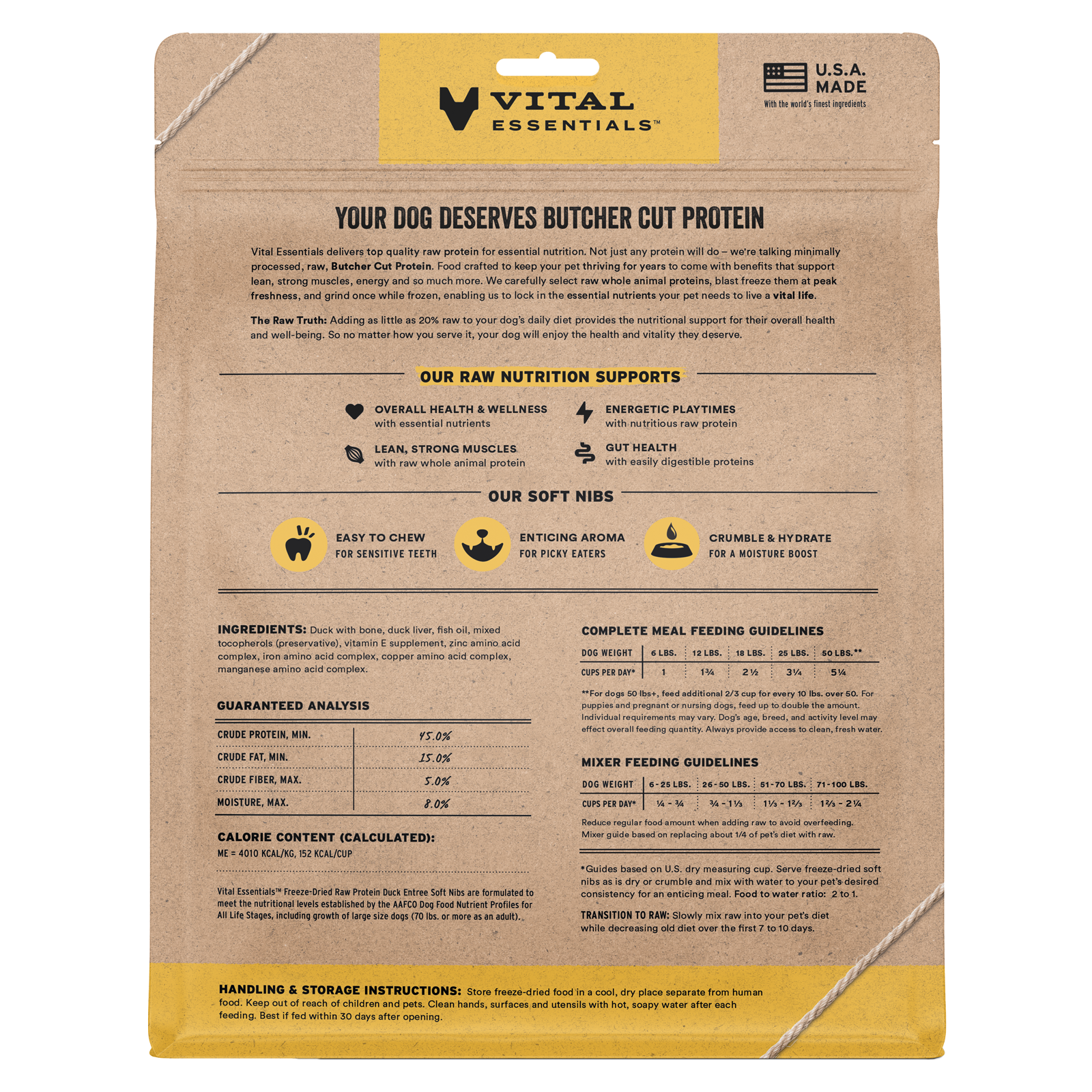 package back vital essentials®_freeze-dried raw_duck_entree_soft nibs_dog food