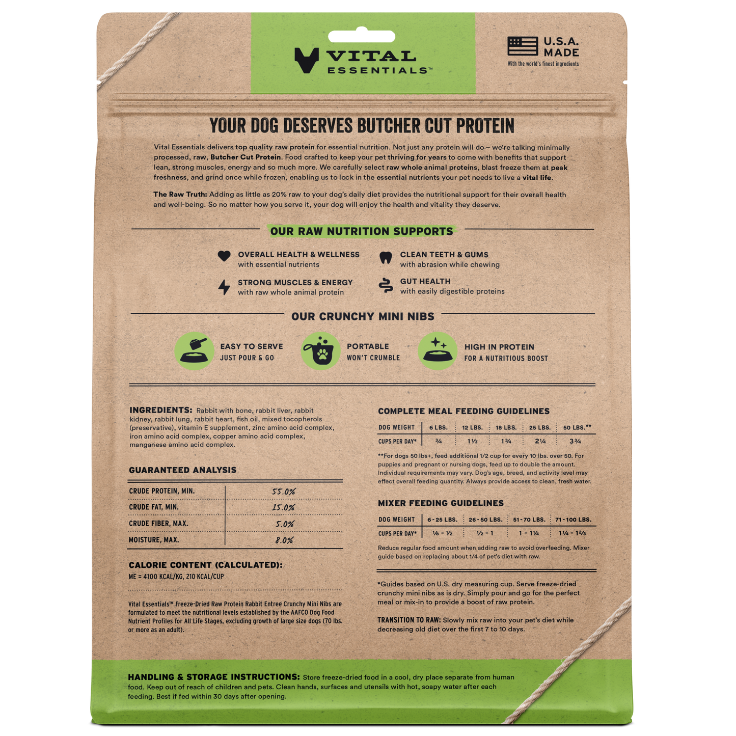 package back vital essentials®_freeze-dried raw_rabbit_entree_mini nibs_dog food
