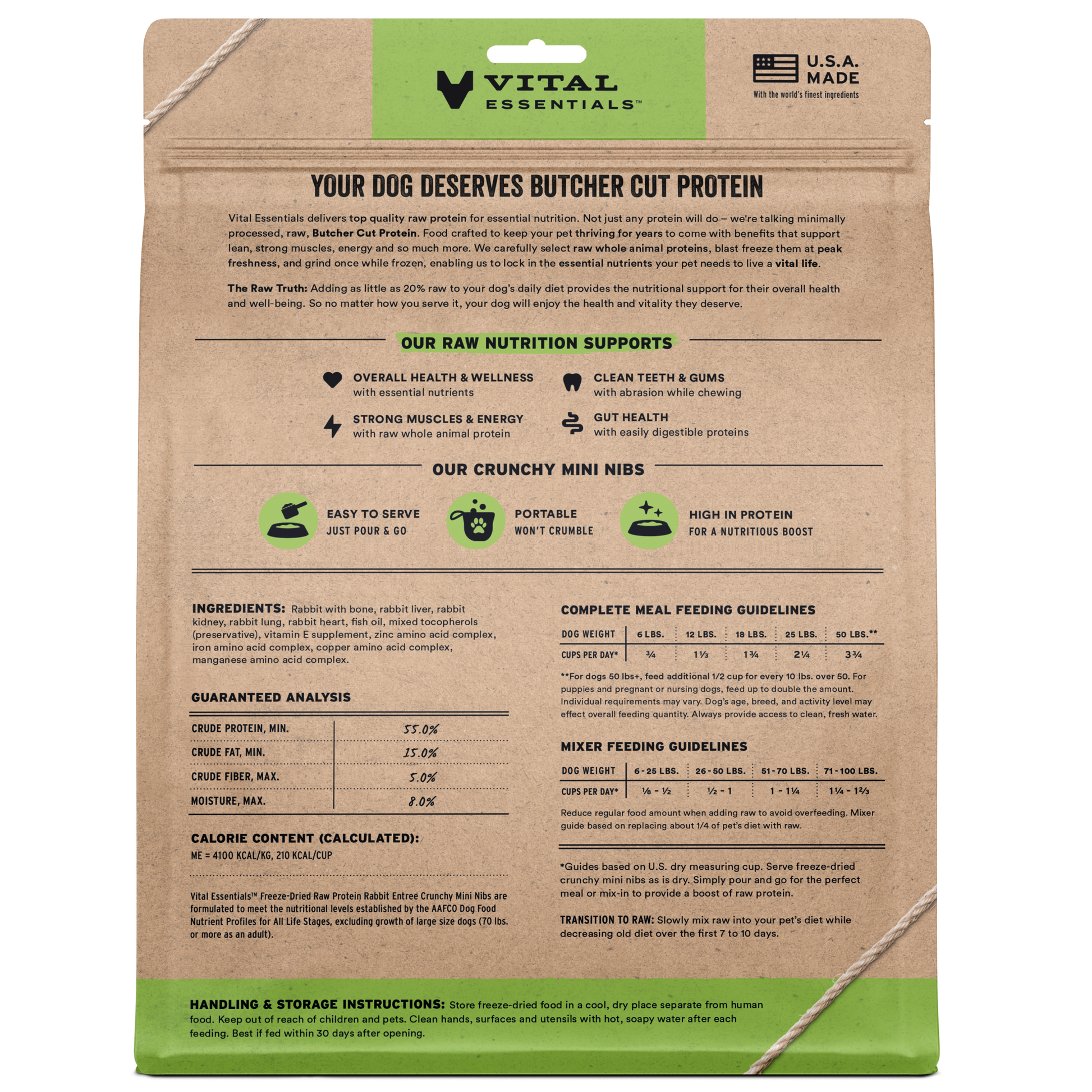 package back vital essentials®_freeze-dried raw_rabbit_entree_mini nibs_dog food
