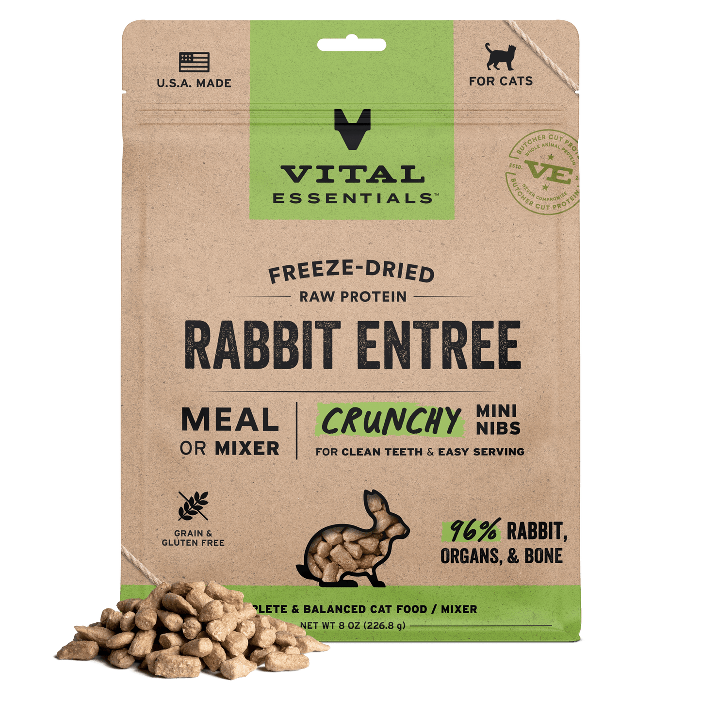 Freeze-Dried Rabbit Meal or Mixer Cat Food Crunchy Nibs