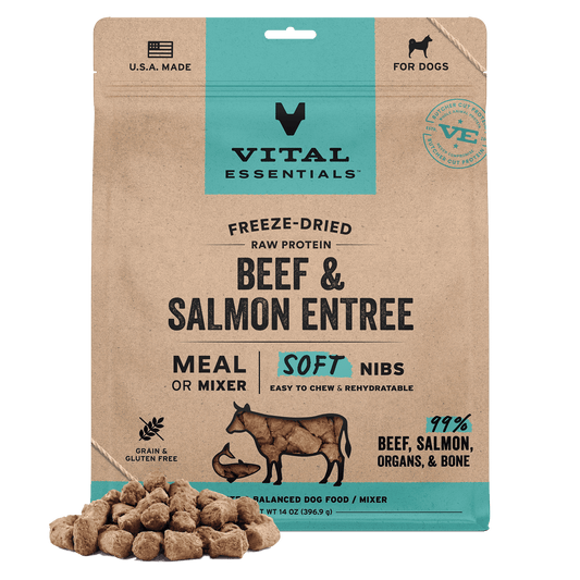Freeze-Dried Beef & Salmon Entree & Mixer Dog Food Soft Nibs