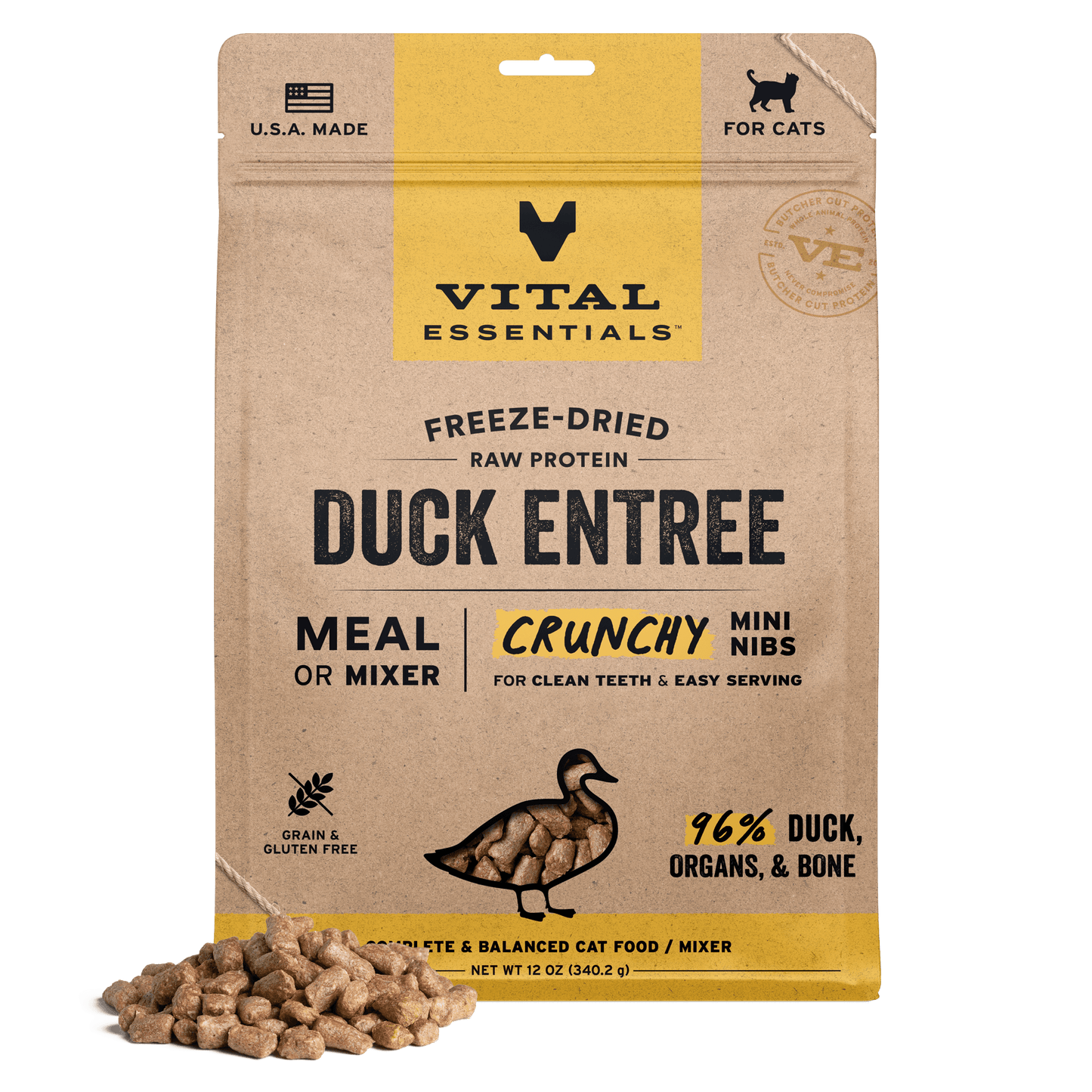 Freeze-Dried Duck Entree Cat Food Crunchy Nibs