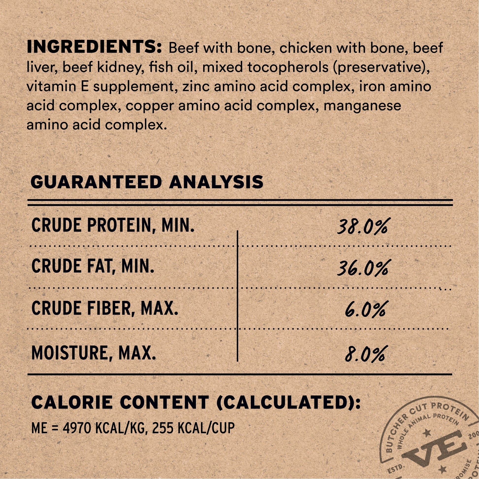 Freeze-Dried Beef & Chicken Entree Cat Food Crunchy Nibs Ingredients
