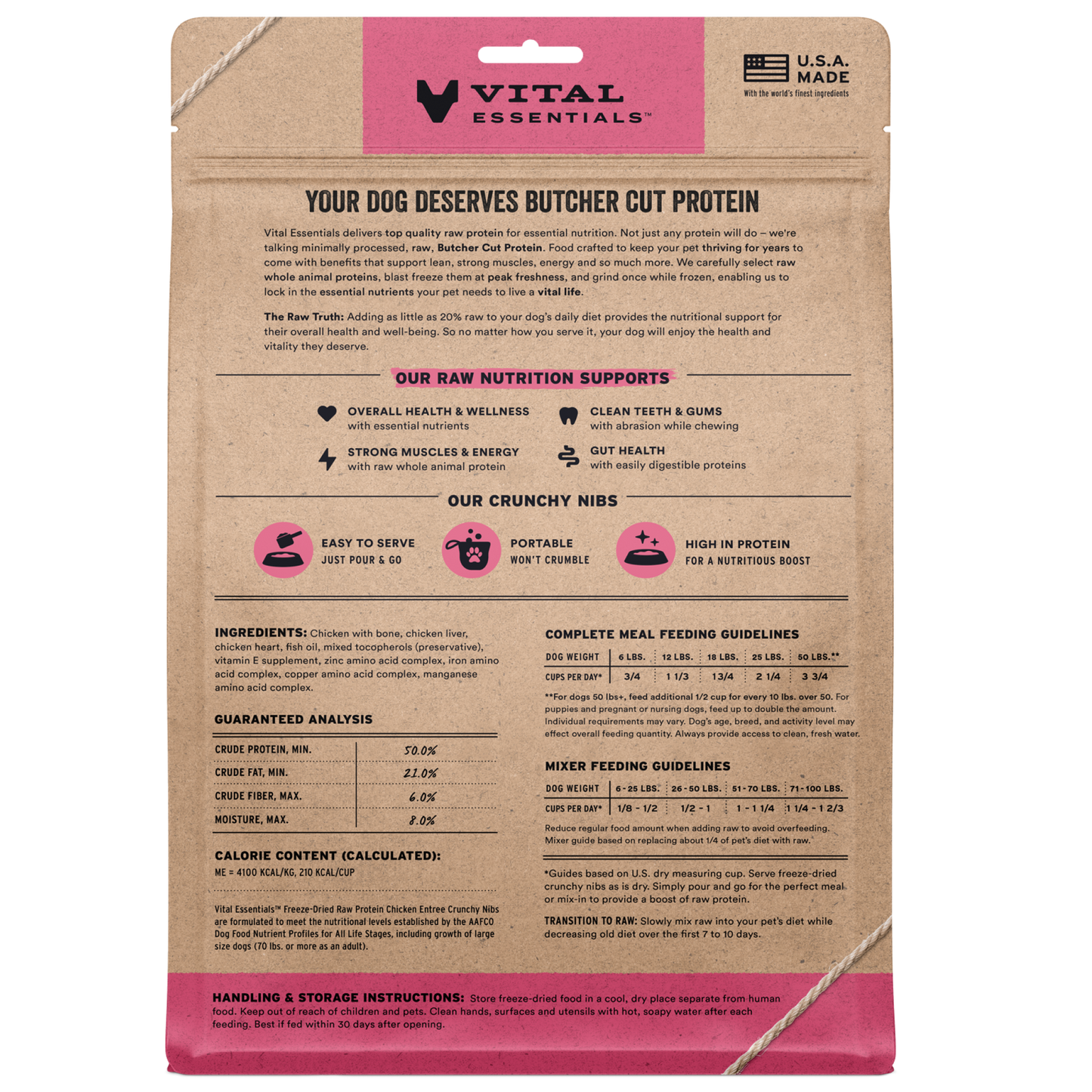 package back vital essentials®_freeze-dried raw_chicken_entree_nibs_dog food