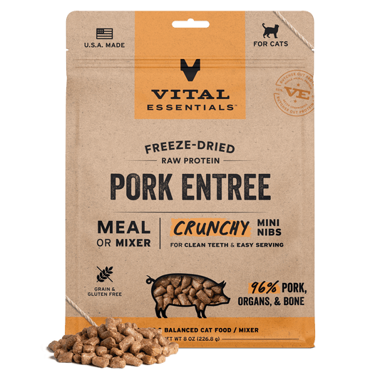 Freeze-Dried Pork Entree Cat Food Crunchy Nibs