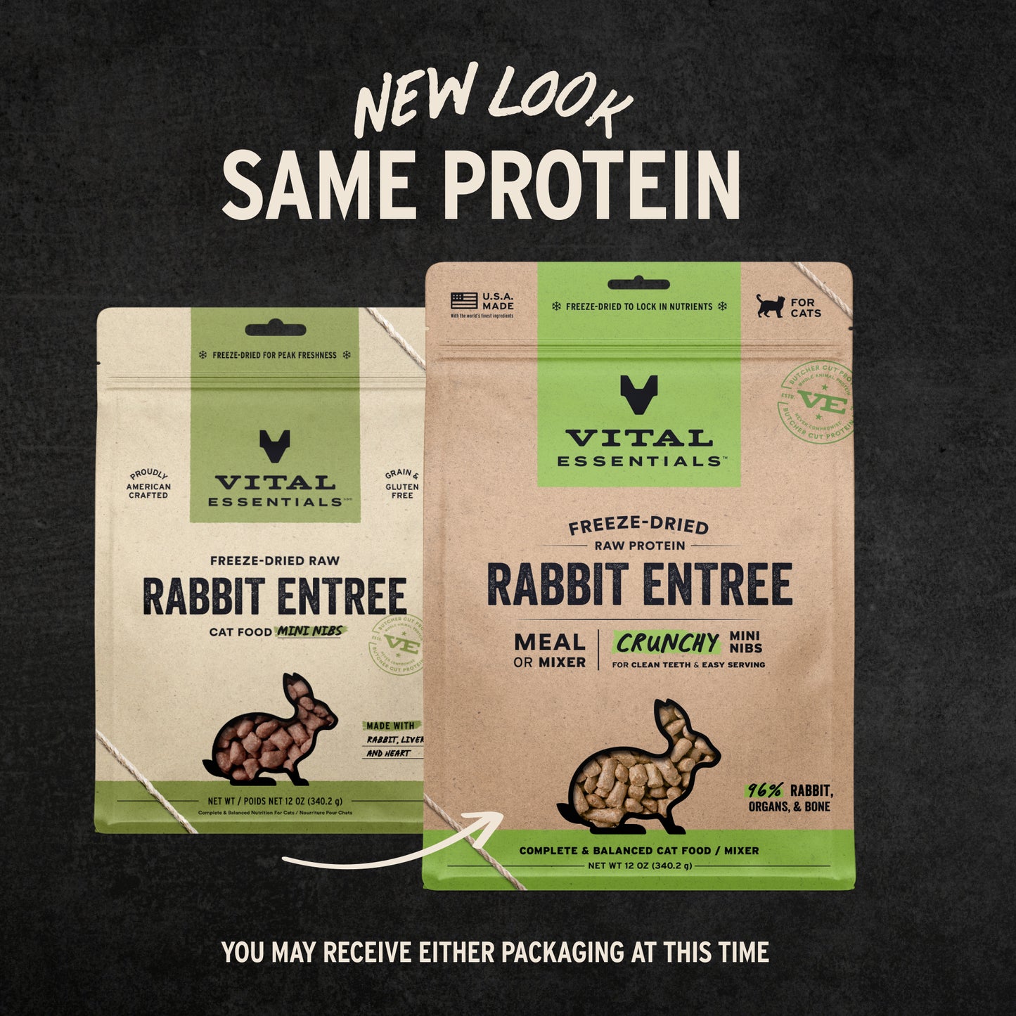 Freeze-Dried Rabbit Meal or Mixer Cat Food Crunchy Nibs