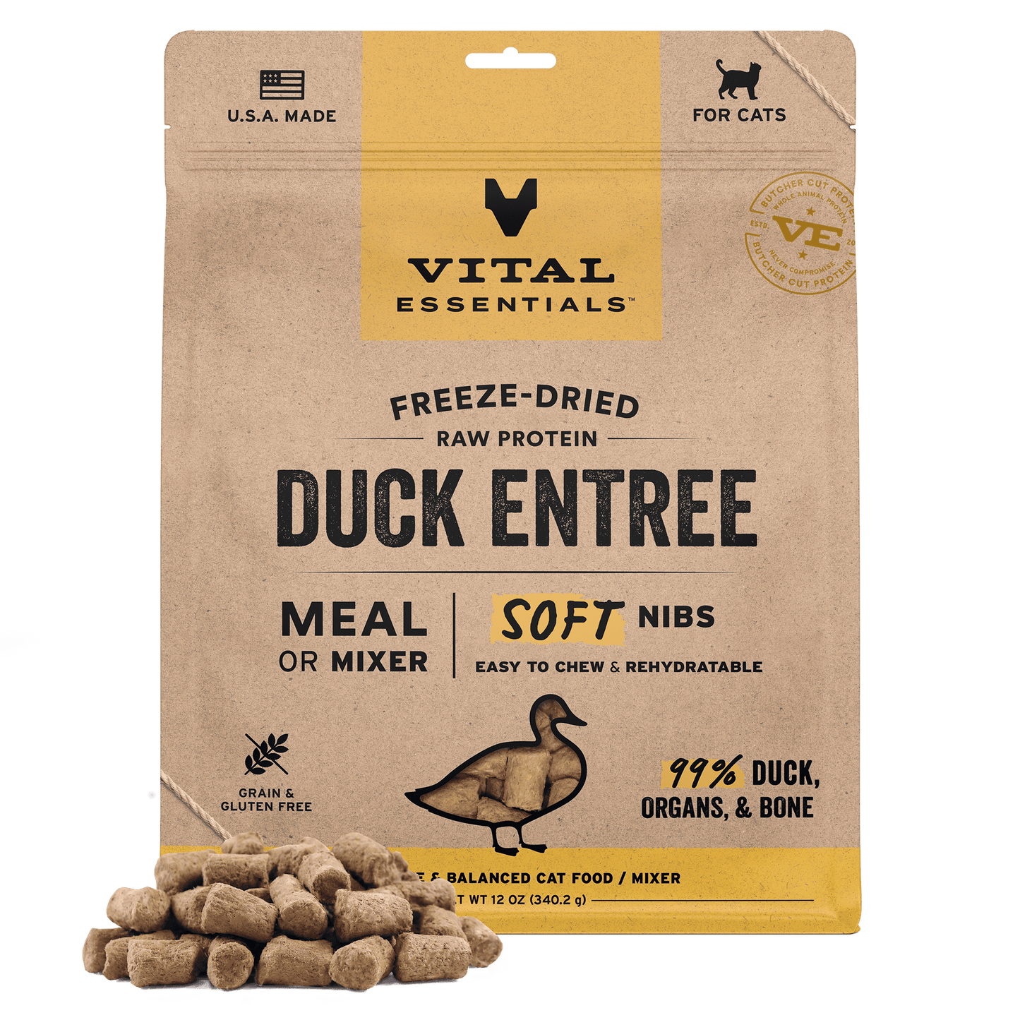 Freeze-Dried Duck Entree & Mixer Cat Food Soft Nibs