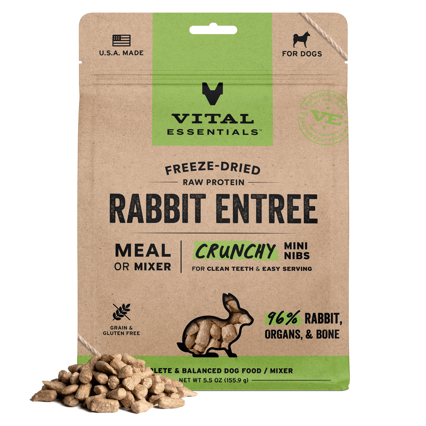 Freeze-Dried Rabbit Meal or Mixer Dog Food Crunchy Mini Nibs