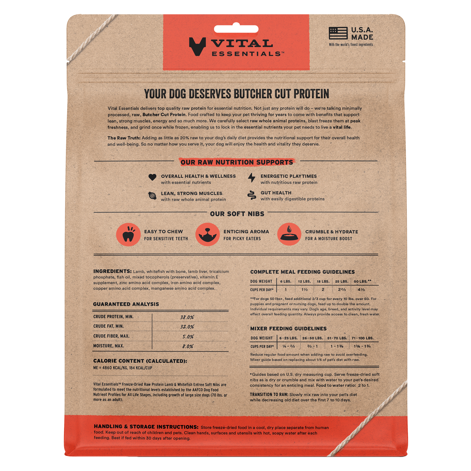 package back vital essentials®_freeze-dried raw_lamb & whitefish_entree_soft nibs_dog food