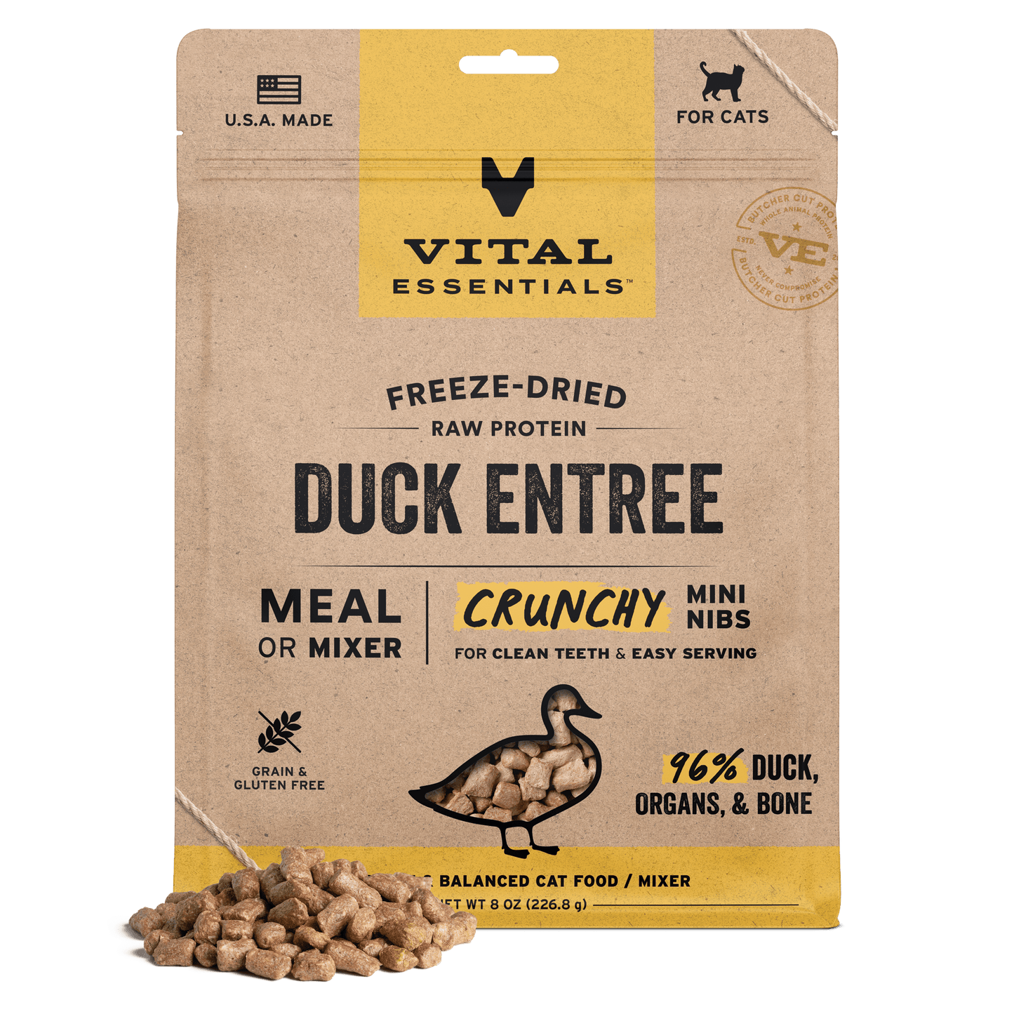 Freeze-Dried Duck Entree Cat Food Crunchy Nibs