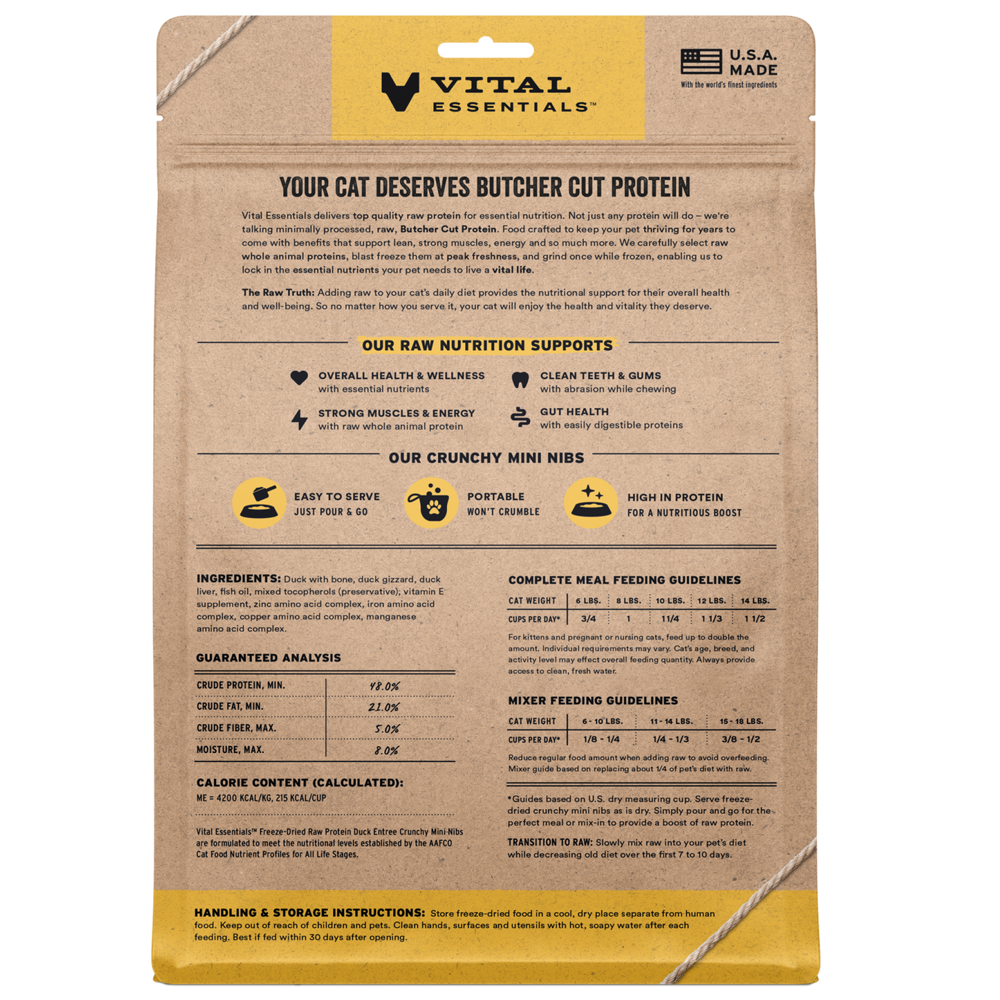 package back vital essentials®_freeze-dried raw_duck_entree_mini nibs_cat food