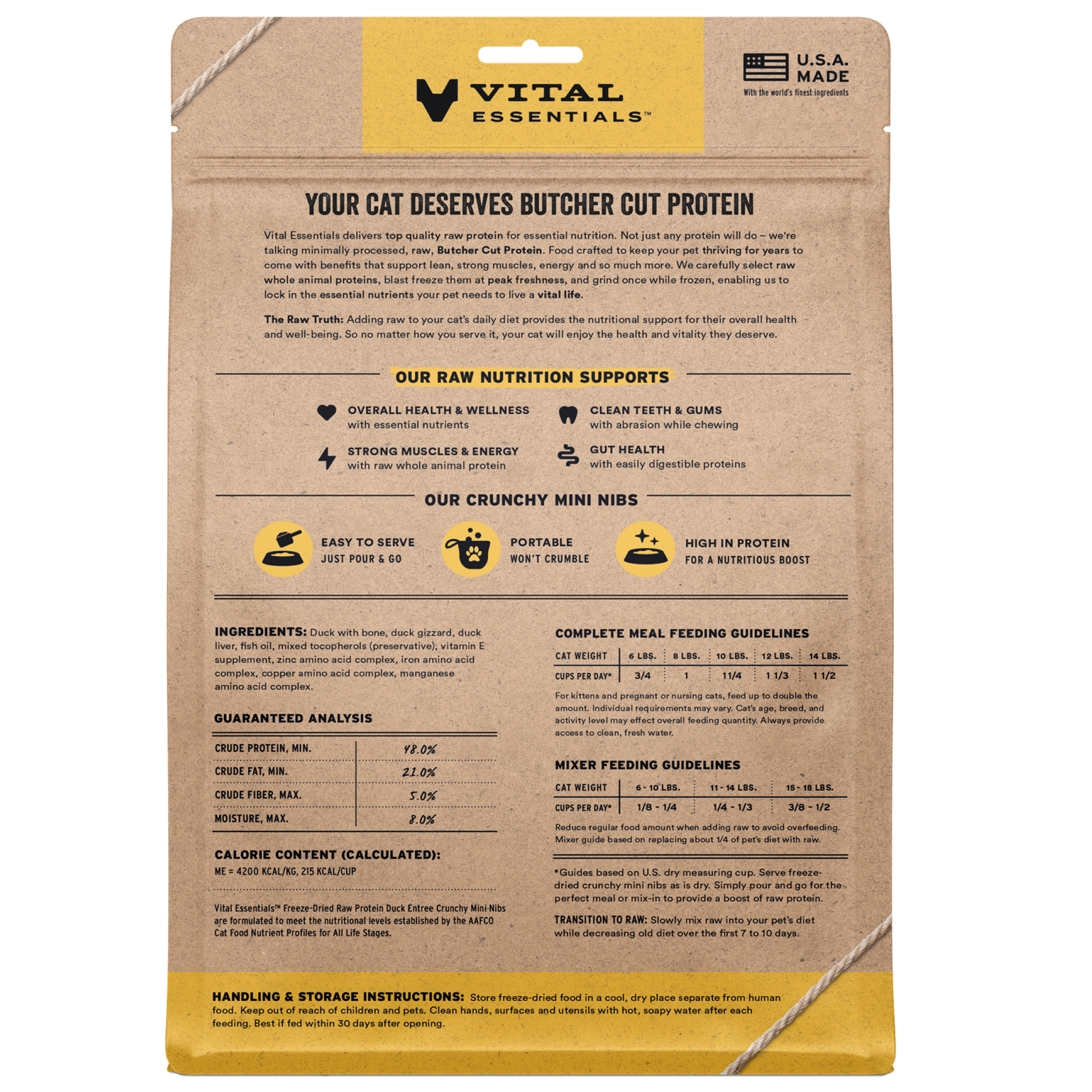 package back vital essentials®_freeze-dried raw_duck_entree_mini nibs_cat food