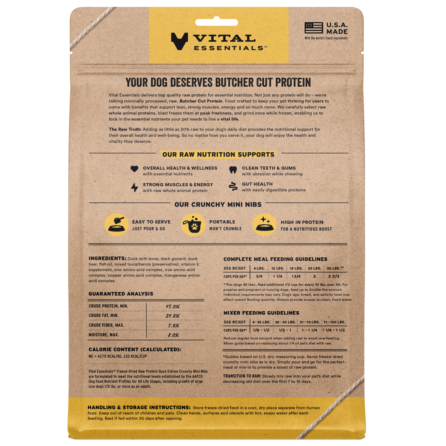 package back vital essentials®_freeze-dried raw_duck_entree_mini nibs_dog food
