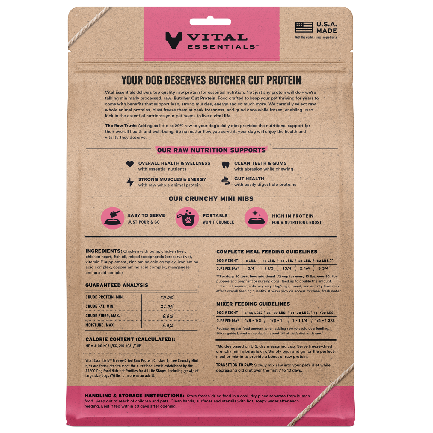 package back vital essentials®_freeze-dried raw_chicken_entree_mini nibs_dog food