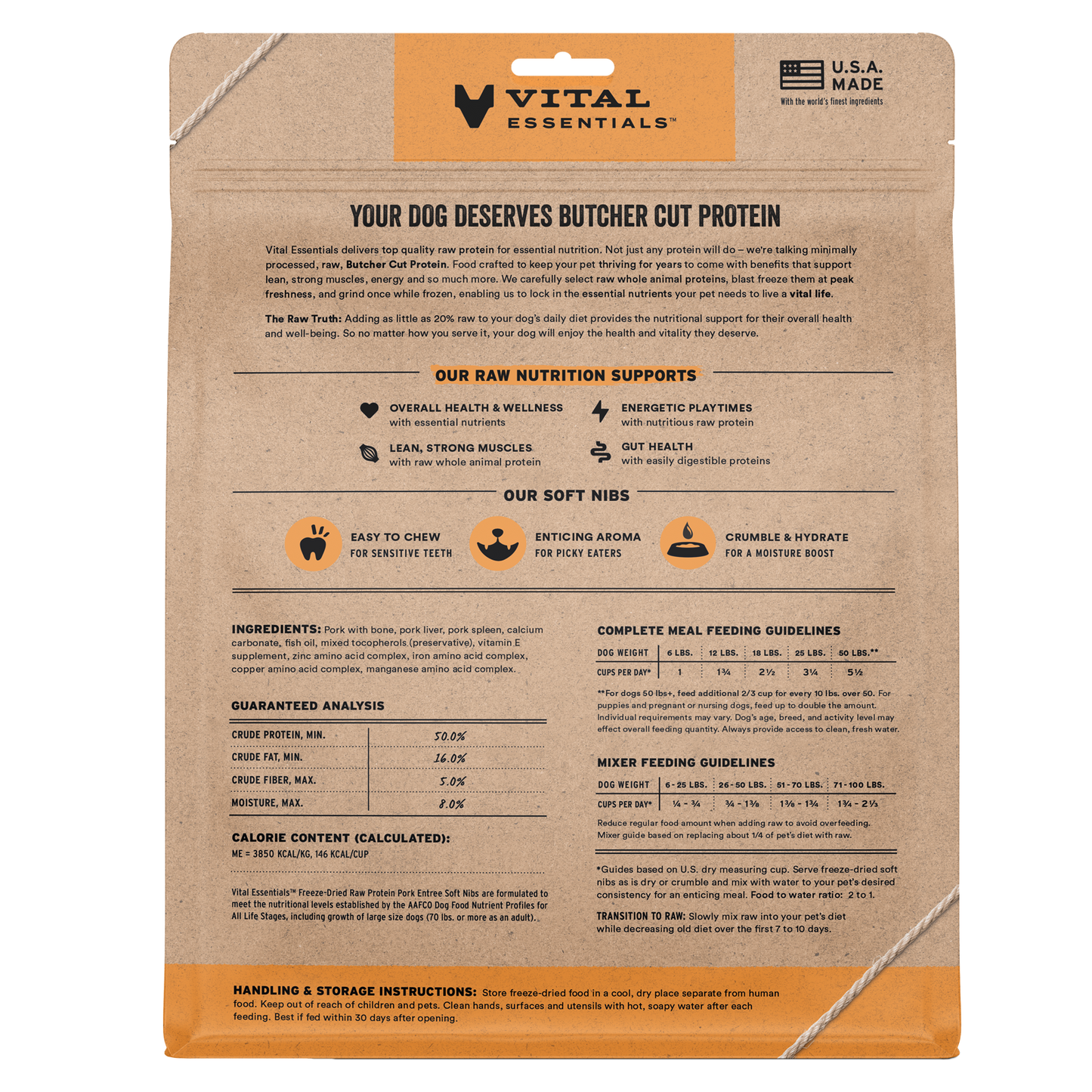 package back vital essentials®_freeze-dried raw_pork_entree_soft nibs_dog food