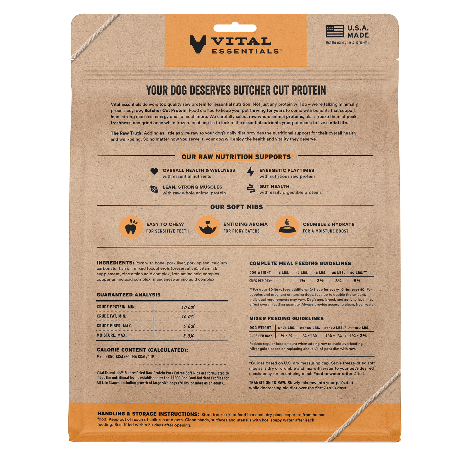 package back vital essentials®_freeze-dried raw_pork_entree_soft nibs_dog food