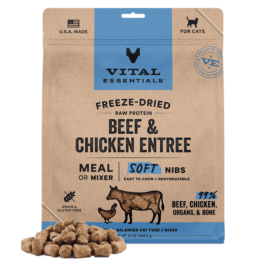 Freeze-Dried Beef & Chicken Entree & Mixer Cat Food Soft Nibs