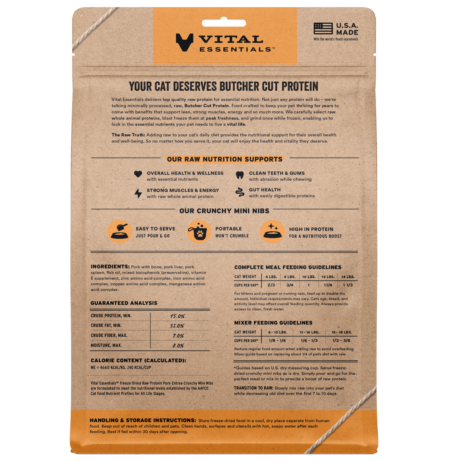 package back vital essentials®_freeze-dried raw_pork_entree_mini nibs_cat food