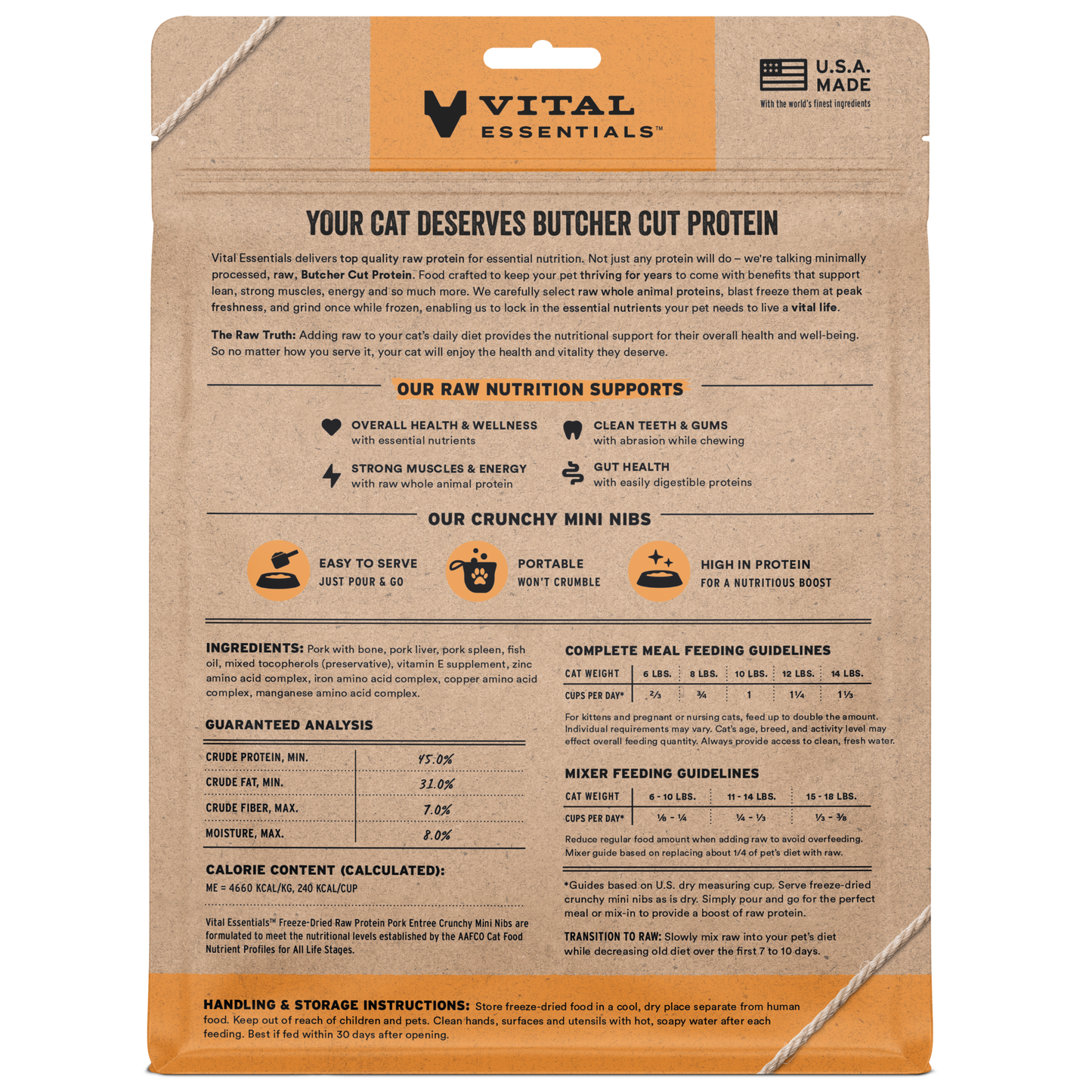 package back vital essentials®_freeze-dried raw_pork_entree_mini nibs_cat food