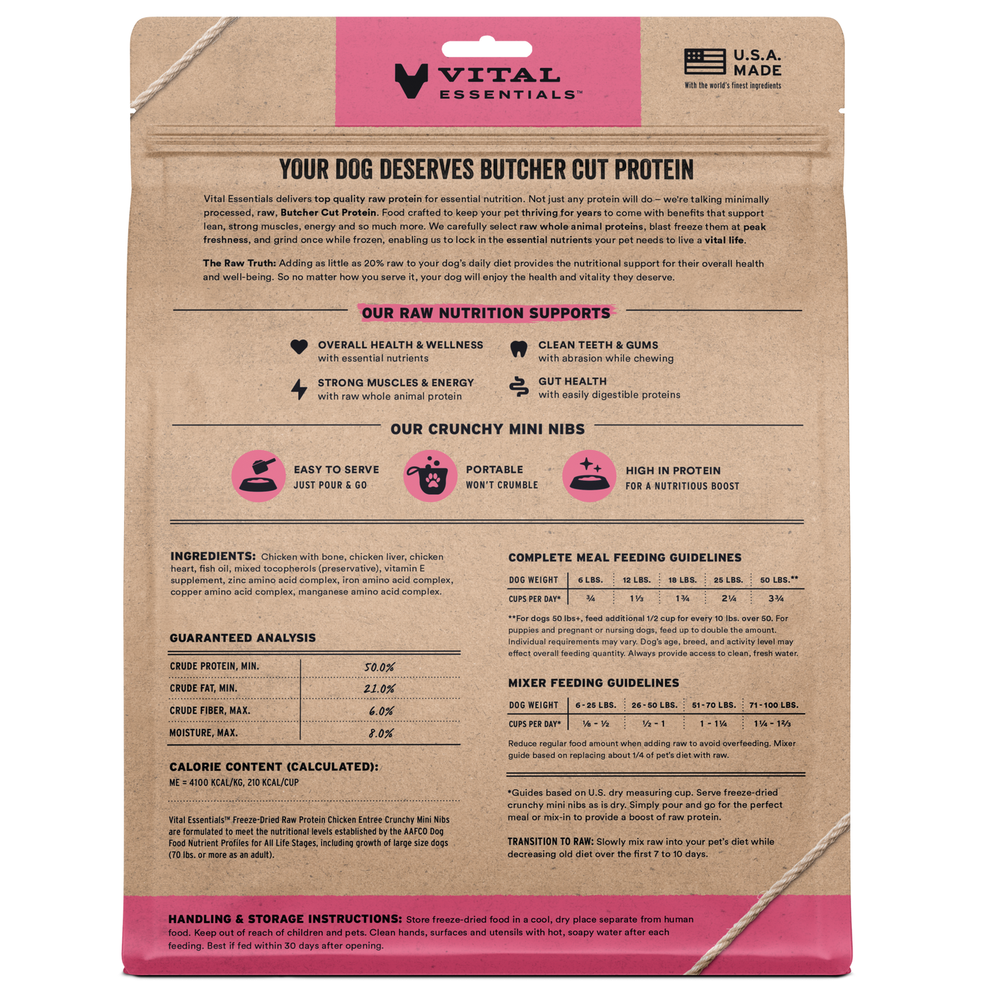 package back vital essentials®_freeze-dried raw_chicken_entree_mini nibs_dog food