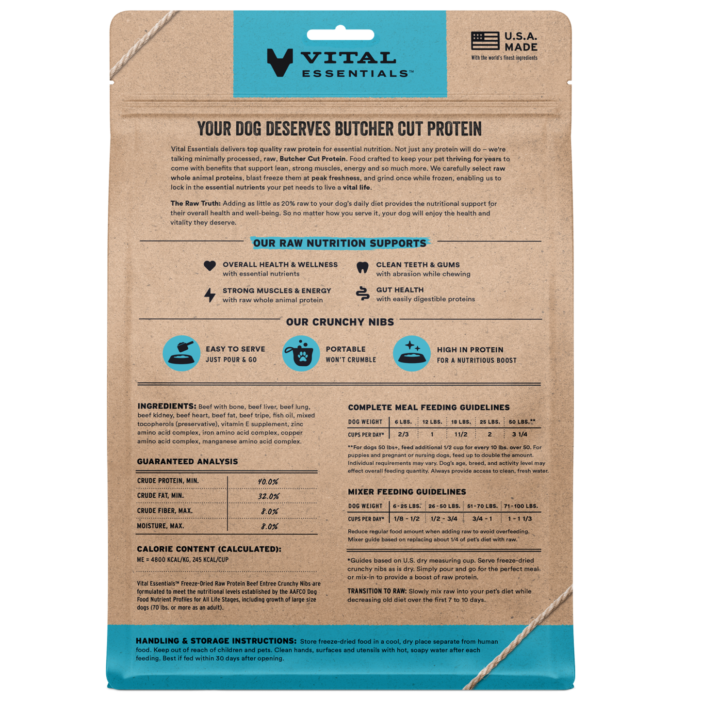 package back vital essentials®_freeze-dried raw_beef_entree_nibs_dog food