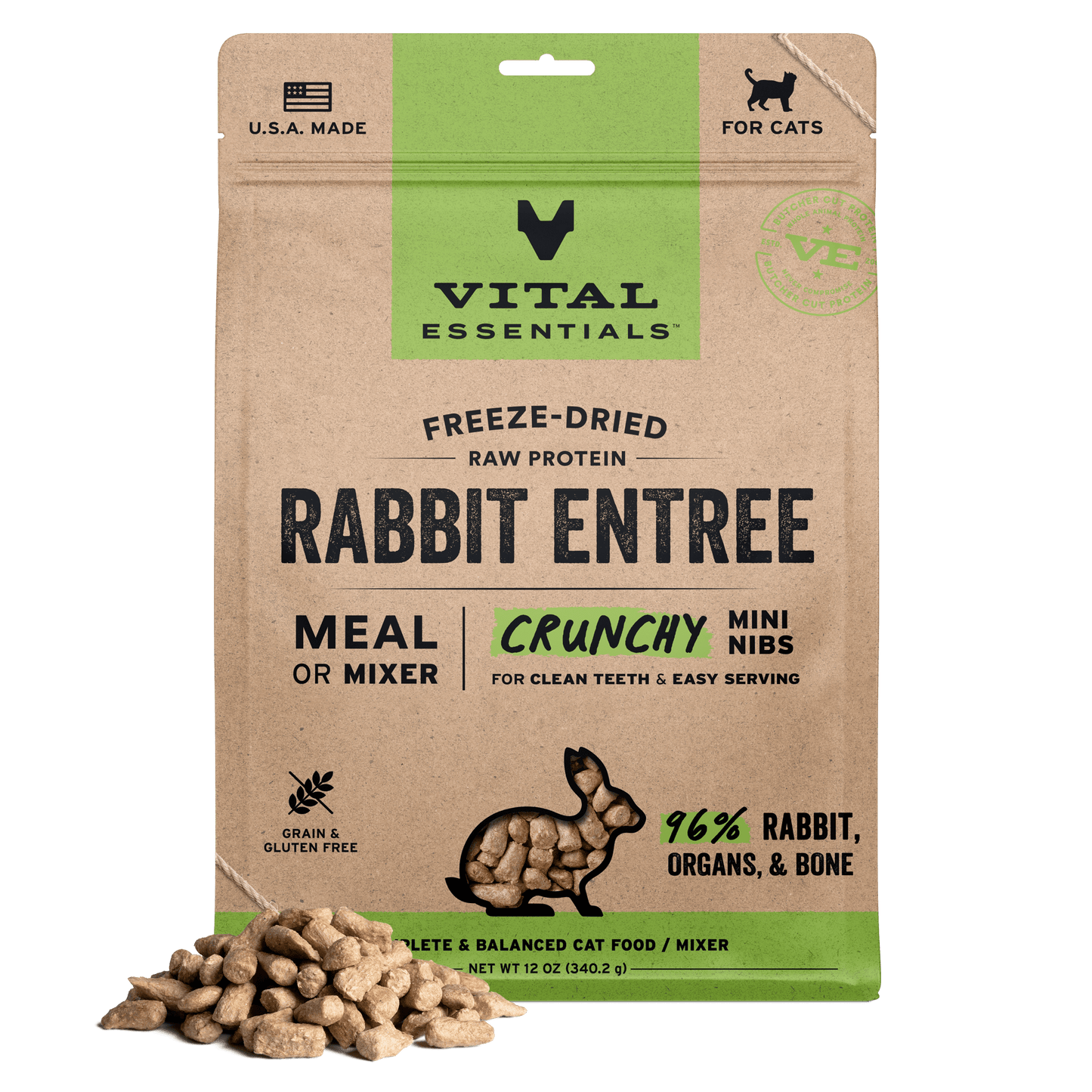 Freeze-Dried Rabbit Meal or Mixer Cat Food Crunchy Nibs