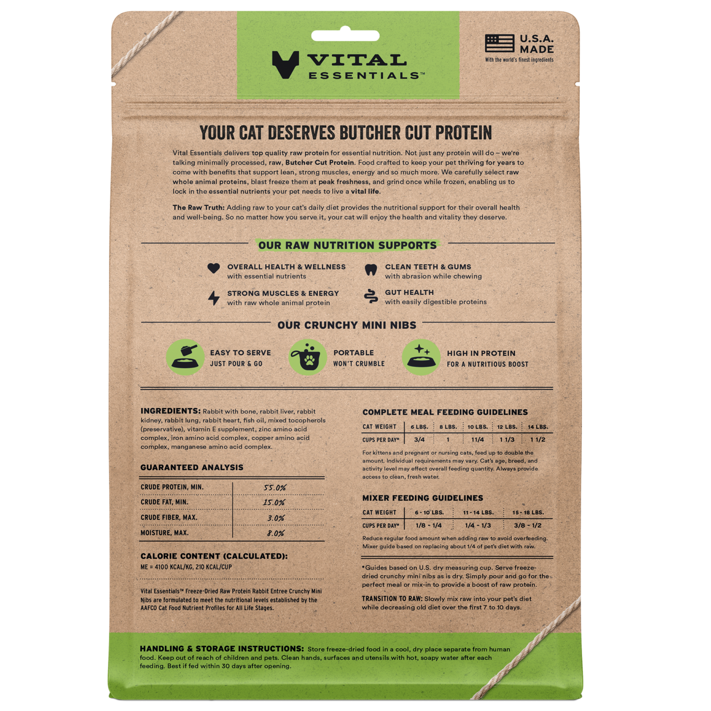 package back vital essentials®_freeze-dried raw_rabbit_entree_mini nibs_cat food