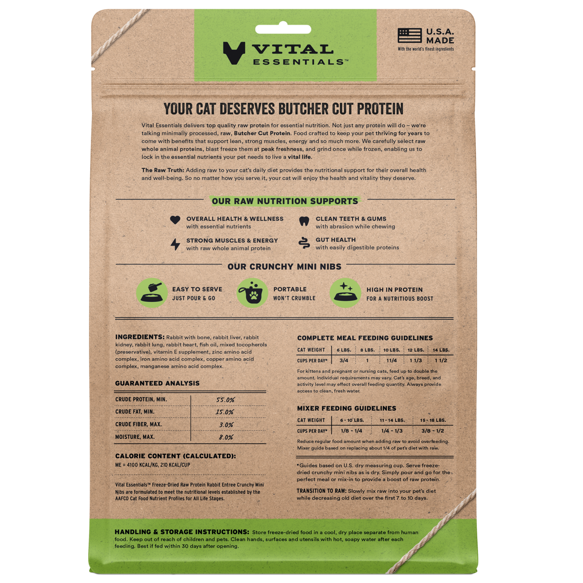 package back vital essentials®_freeze-dried raw_rabbit_entree_mini nibs_cat food
