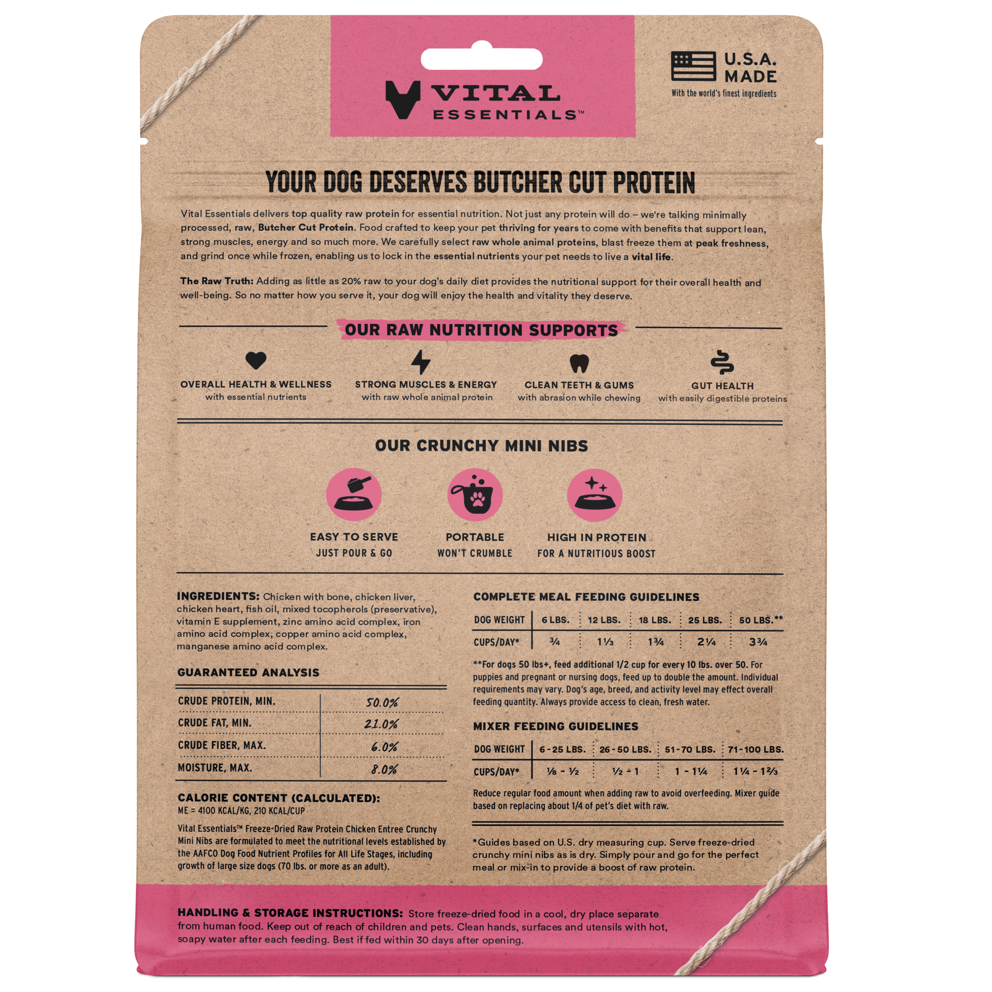 package back vital essentials®_freeze-dried raw_chicken_entree_mini nibs_dog food